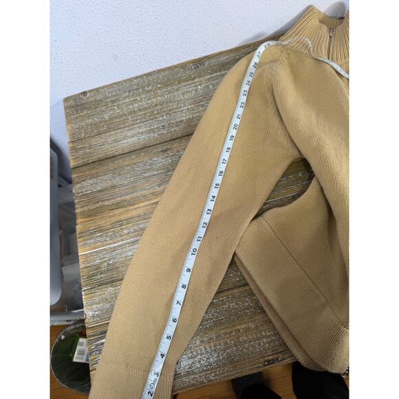 J Crew Camel Zip Sweater Mens Old Money Quiet Luxury Large Preppy Minimal Y2K - Picture 9 of 9